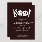 Einfaches Spooky-Boo-Skull-Halloween-Party Einladung (Vorne/Hinten)