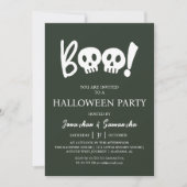 Einfaches Spooky-Boo-Skull-Halloween-Party Einladung (Vorderseite)