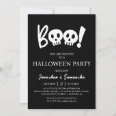 Einfaches Spooky-Boo-Skull-Halloween-Party Einladung (Vorderseite)