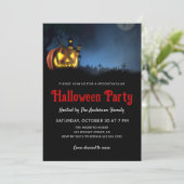 Einfaches Spooky-Graveyard-Halloween-Party Einladung (Stehend Vorderseite)