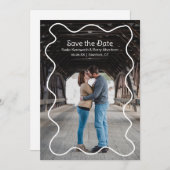 Einfaches Squiggle Frame Foto Moderne Hochzeit Save The Date (Vorne/Hinten)