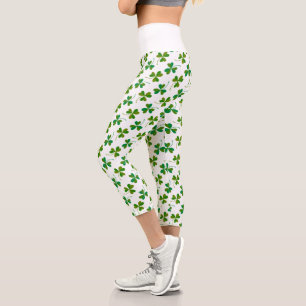 Einfaches St Patrick's Day Kleeblatt Pattern - Gre Capri Leggings