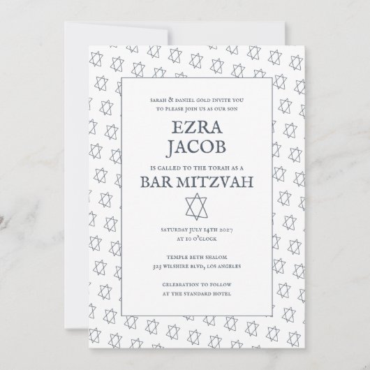 Einfaches Star von David Custom B'nai Bat Bar Mitz Einladung (Vorderseite)