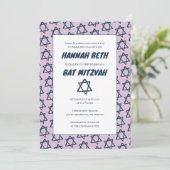 Einfaches Star von David Custom B'nai Bat Bar Mitz Einladung (Stehend Vorderseite)