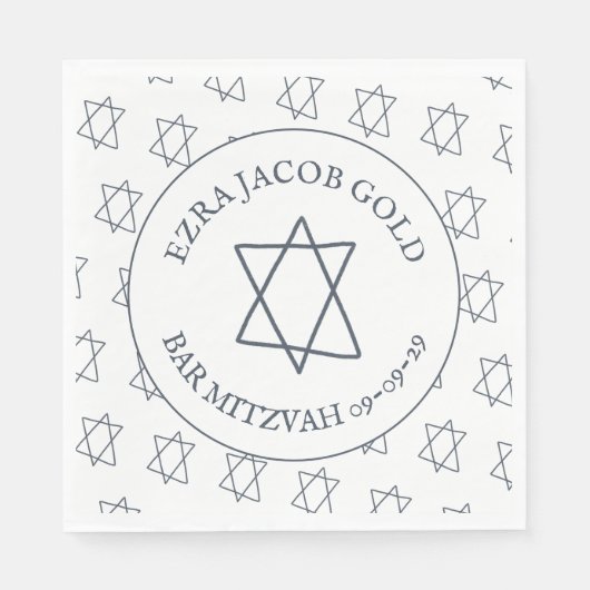 Einfaches Star von David Custom B'nai Bat Bar Mitz Serviette (Vorderseite)