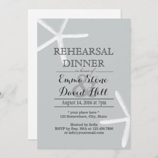 Einfaches Starfish Silver Probe Dinner Einladung (Vorne/Hinten)