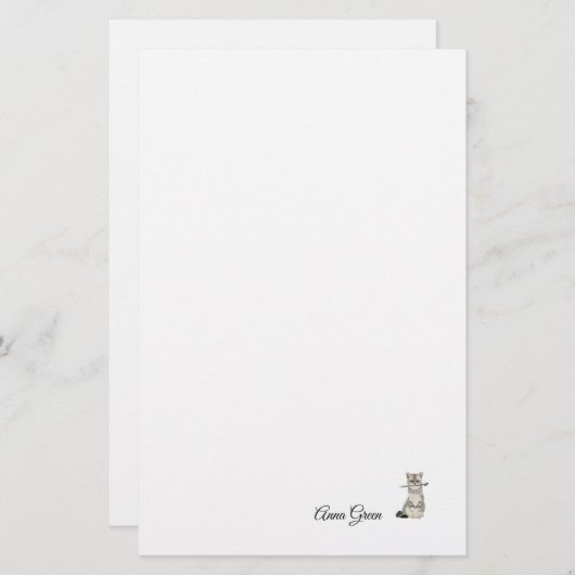 Einfaches Stationierpapier für die Katzennadel Briefpapier (Vorne/Hinten)