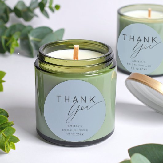 Einfaches Staubblau Danke Brautparty  Runder Aufkleber