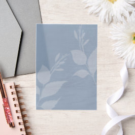 Einfaches Staubblau-Vellum mit Blättern Pergament Einladungen