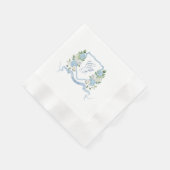 Einfaches staubblaues Monogramm-Wappen für die Hoc Serviette (Ecke)
