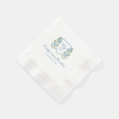 Einfaches staubblaues Monogramm-Wappen Hochzeit Serviette (Ecke)