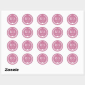 Einfaches Staubiges Rosa Pink Monogramm Runder Aufkleber (Blatt)