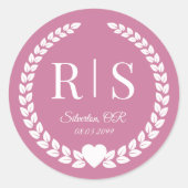 Einfaches Staubiges Rosa Pink Monogramm Runder Aufkleber (Vorderseite)