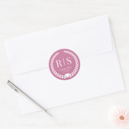 Einfaches Staubiges Rosa Pink Monogramm Runder Aufkleber
