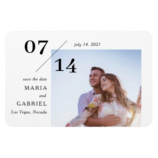 Einfaches, stilvolles Foto. Hochzeit Save the Date Magnet (Horizontal)