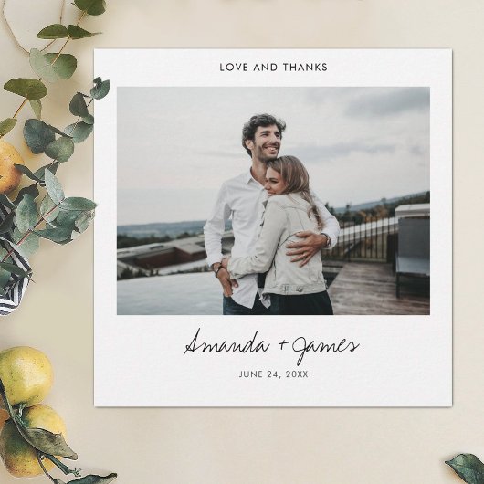 Einfaches, stilvolles, modernes Black Script Foto Dankeskarte