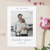 Einfaches, stilvolles, modernes Blue Script Foto W Dankeskarte