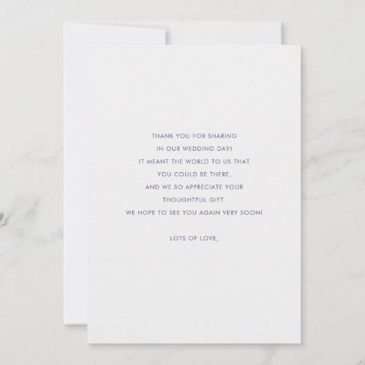 Einfaches, stilvolles, modernes Blue Script Foto W Dankeskarte (Rückseite)