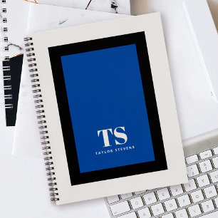 Einfaches stilvolles Monogramm Farbblock Blau Notizblock