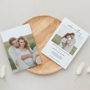 Einfaches stilvolles Skript mit Foto-Hochzeit  Einladung