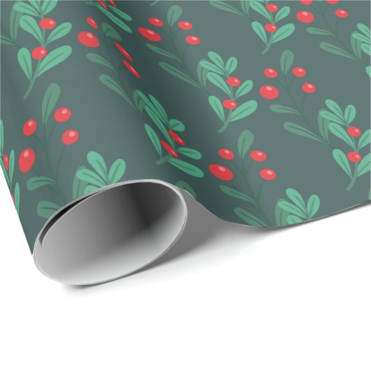 Einfaches, stilvolles Weihnachts-Holly-Wrapping-Pa Geschenkpapier (Rolleneckpunkt)