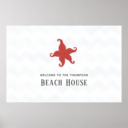 Einfaches Strandhaus mit Seestern Poster (Vorne)