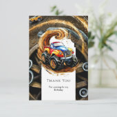 Einfaches Straßenmonster Truck Birthday Dankeskarte (Stehend Vorderseite)