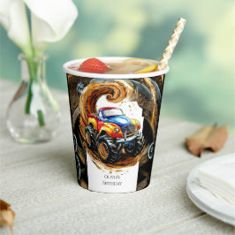 Einfaches Straßenmonster Truck Birthday Pappbecher