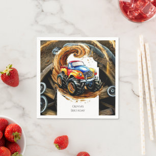 Einfaches Straßenmonster Truck Birthday Serviette