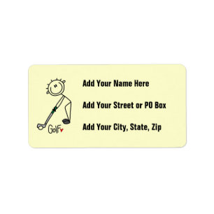 Einfaches Strichmännchen Golfer Adressaufkleber