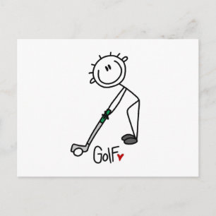 Einfaches Strichmännchen Golfer Postkarte