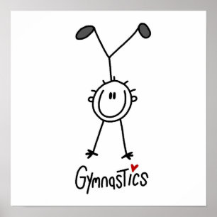 Einfaches Strichmännchen Gymnast Poster