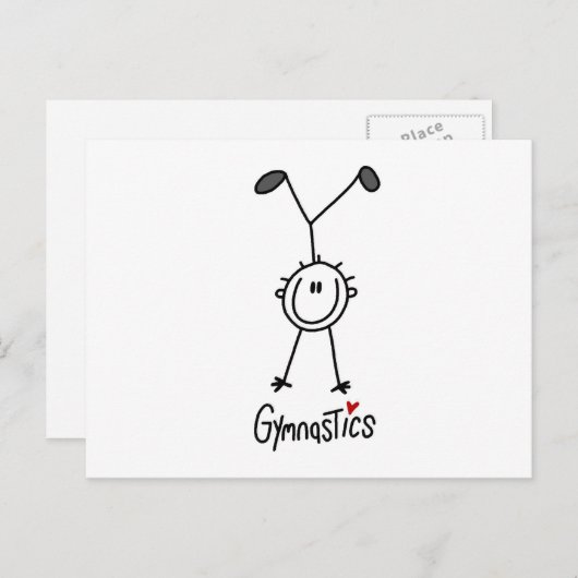 Einfaches Strichmännchen Gymnast Postkarte (Vorne/Hinten)