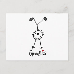 Einfaches Strichmännchen Gymnast Postkarte