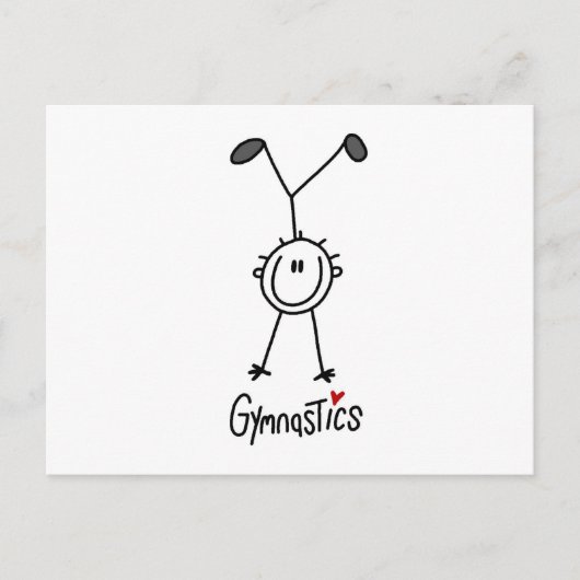 Einfaches Strichmännchen Gymnast Postkarte (Vorderseite)