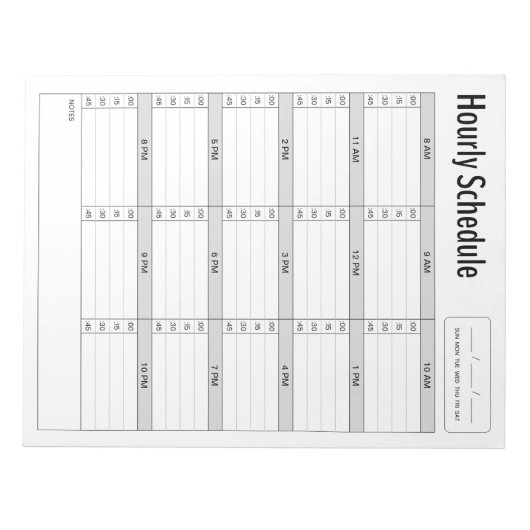 Einfaches Stundenplan Notepad Notizblock (Vorderseite)