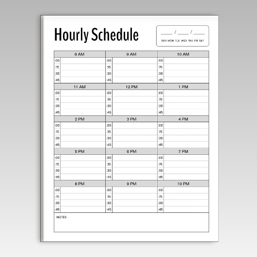 Einfaches Stundenplan Notepad Notizblock