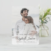 Einfaches stylisches Black Text Foto Save the Date (Stehend Vorderseite)