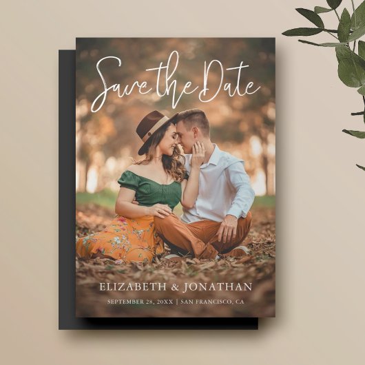 Einfaches stylisches Foto Hochzeit Sichern Sie das Magneteinladung