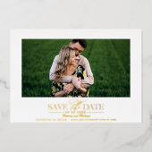 Einfaches stylisches Foto Hochzeit speichern das D Folieneinladung (Vorderseite)