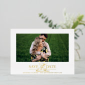 Einfaches stylisches Foto Hochzeit speichern das D Folieneinladung (Stehend vorne)