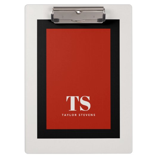 Einfaches stylisches Monogram-Farbblock Klemmbrett (Vorderseite)