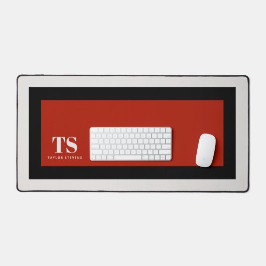 Einfaches stylisches Monogram-Farbblock Schreibtischunterlage (Tastatur & Maus)