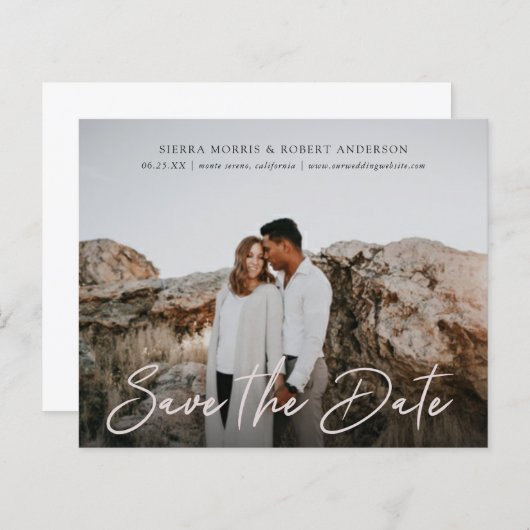 Einfaches, stylisches Pen Script Save the Date (Vorne/Hinten)