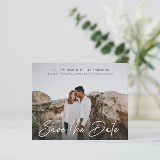 Einfaches, stylisches Pen Script Save the Date (Stehend Vorderseite)