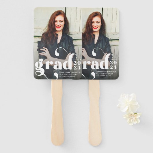 Einfaches Stylish Abschluss Foto | SCHWARZ-WEISS Fächer (Vorne und Hinten)