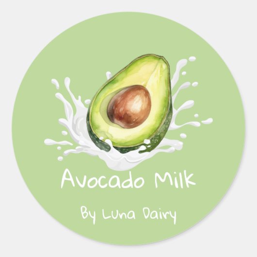 Einfaches süßes Avocado-Milch-Label Runder Aufkleber (Vorderseite)