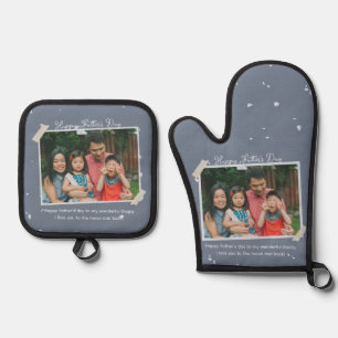 Einfaches süßes glückliches Vatertags-Grußgeschenk Ofenhandschuh & Topflappen-Set