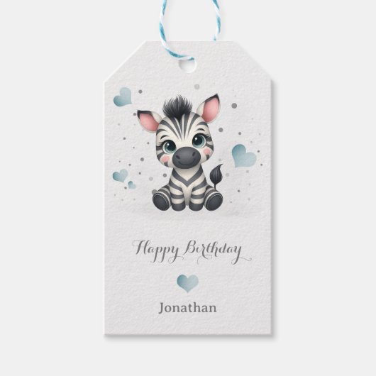 Einfaches süßes kleines Cartoon-Zebra Geschenkanhänger (Vorderseite)