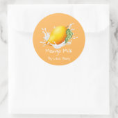 Einfaches süßes Mango-Milch-Label Runder Aufkleber (Tasche)